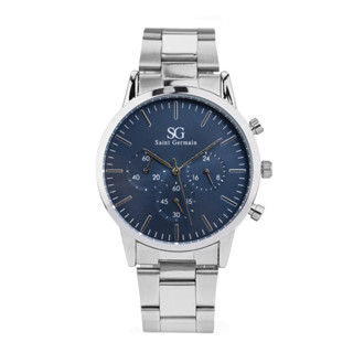Relógio Masculino Prata Saint Germain Chrono Blue Silver 42mm - Fundo Azul em Oferta na Shopee