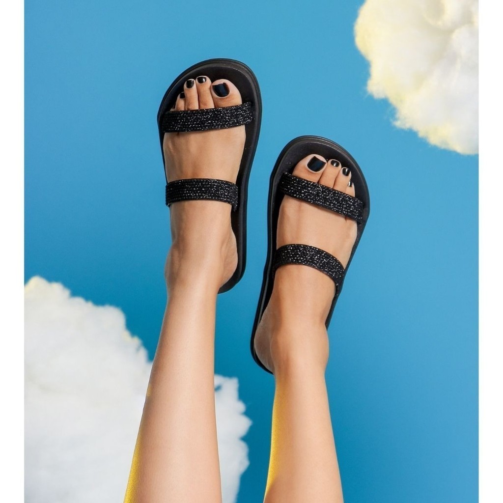 Sandália Papete Charmosinha Adulto Birken Shine Duas tiras Glitter conforto em Oferta na Shopee
