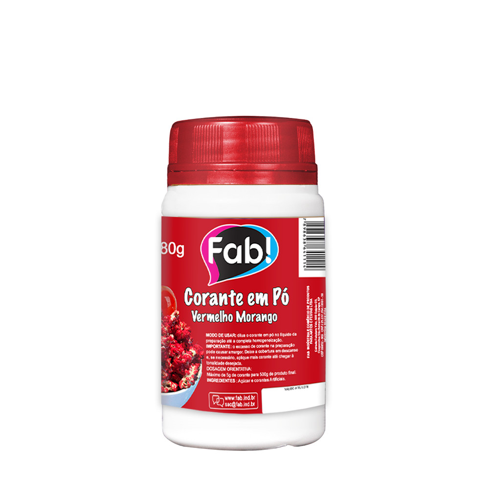Corante Em Pó Fab 80g Vermelho Morango em Oferta na Shopee