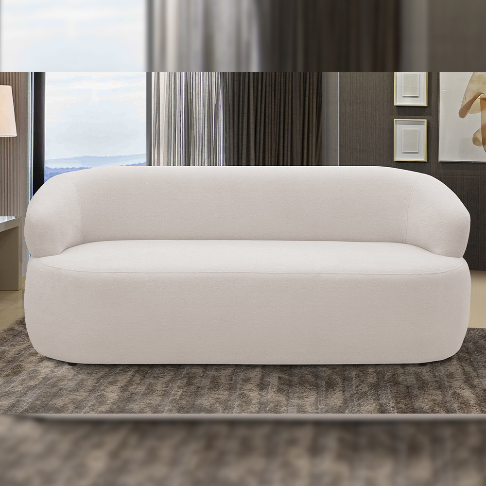 Sofá 3 Lugares Orgânico Sala de Estar Living 170cm Carmen F04 Bouclê Cru - Lyam em Oferta na Shopee