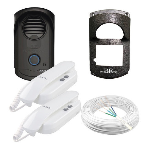 Kit Agl Porteiro Interfone S100 Com 2 Fones + Protetor  Cabo