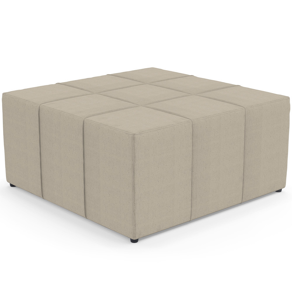 Puff Decorativo Para Sala de Estar Quadrado Milano 90x90cm W01 Linho Bege - Lyam Decor