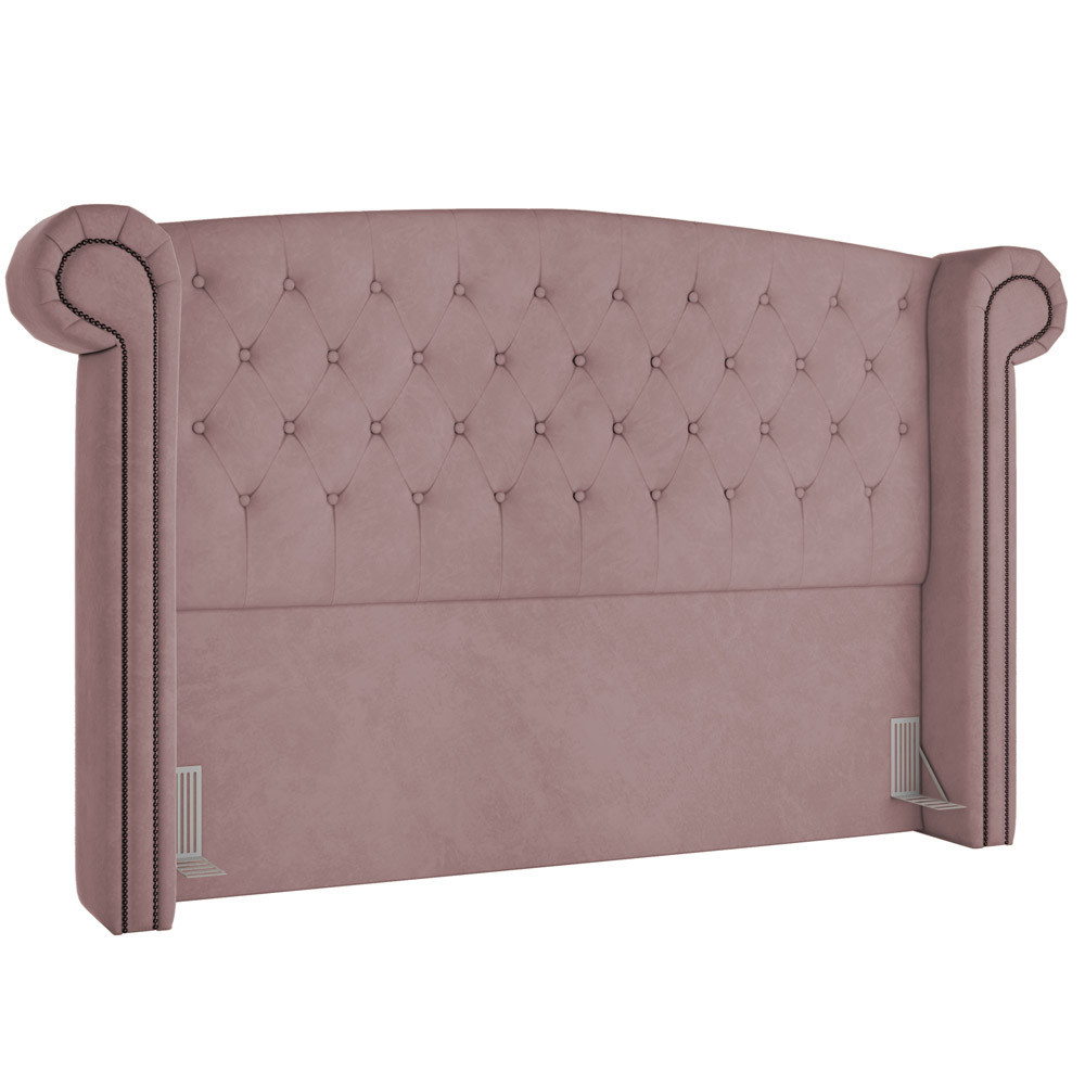Cabeceira Cama Box Casal com Tachas 140 cm Sofia P05 Veludo Rosê - Lyam Decor - Home & Living