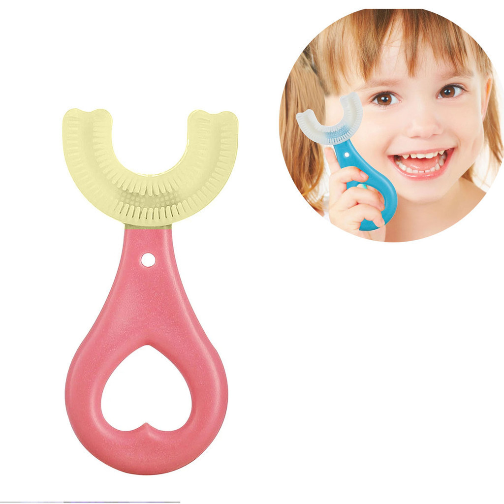 Escova Dental Infantil 360 Graus Anatômica Silicone Limpa Não Machuca Gengiva dentes limpos formato em Oferta na Shopee