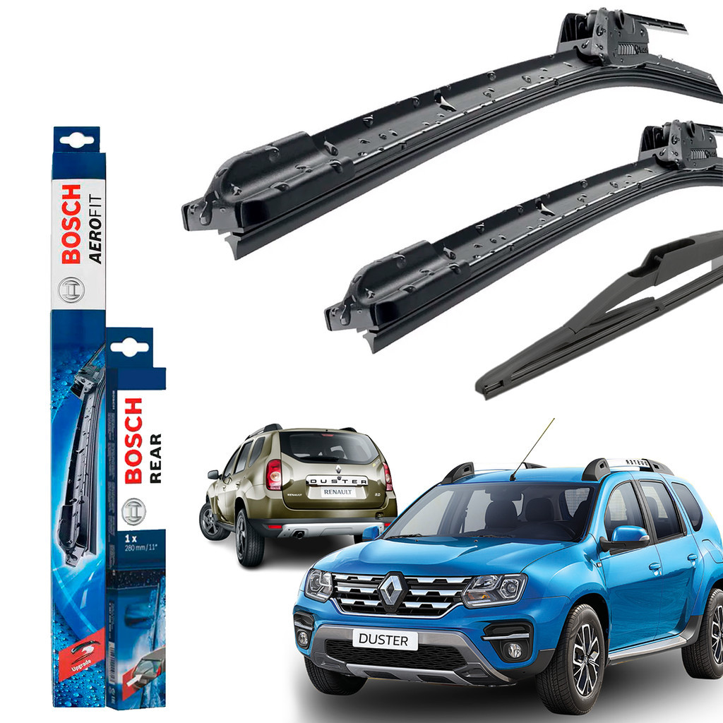 Kit Palheta Parabrisa Dianteiro e Traseiro Duster 2011 Até 2020 - Original Bosch