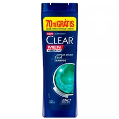 CLEAR MEN SHAMPOO ANTICASPA LIMPEZA DIÁRIA 2 EM 1 COM 400ML