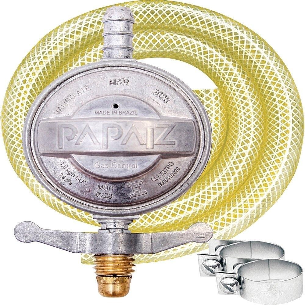 Regulador para Gás Papaiz 1Kg/h 904P2 c/ Mangueira 80cm
