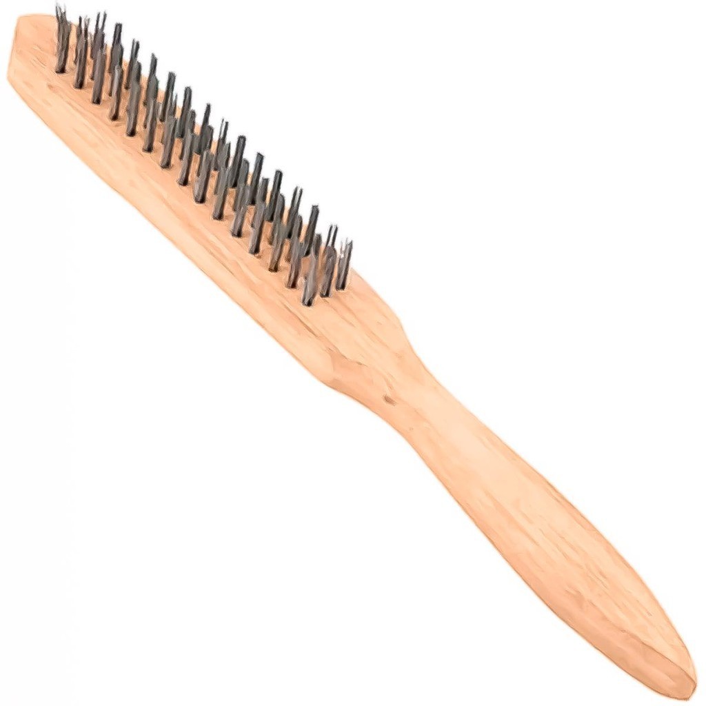 Escova Manual De Aço Carbono Com Cabo Madeira Para Metal Solda Ferrugem Multiuso em Oferta na Shopee