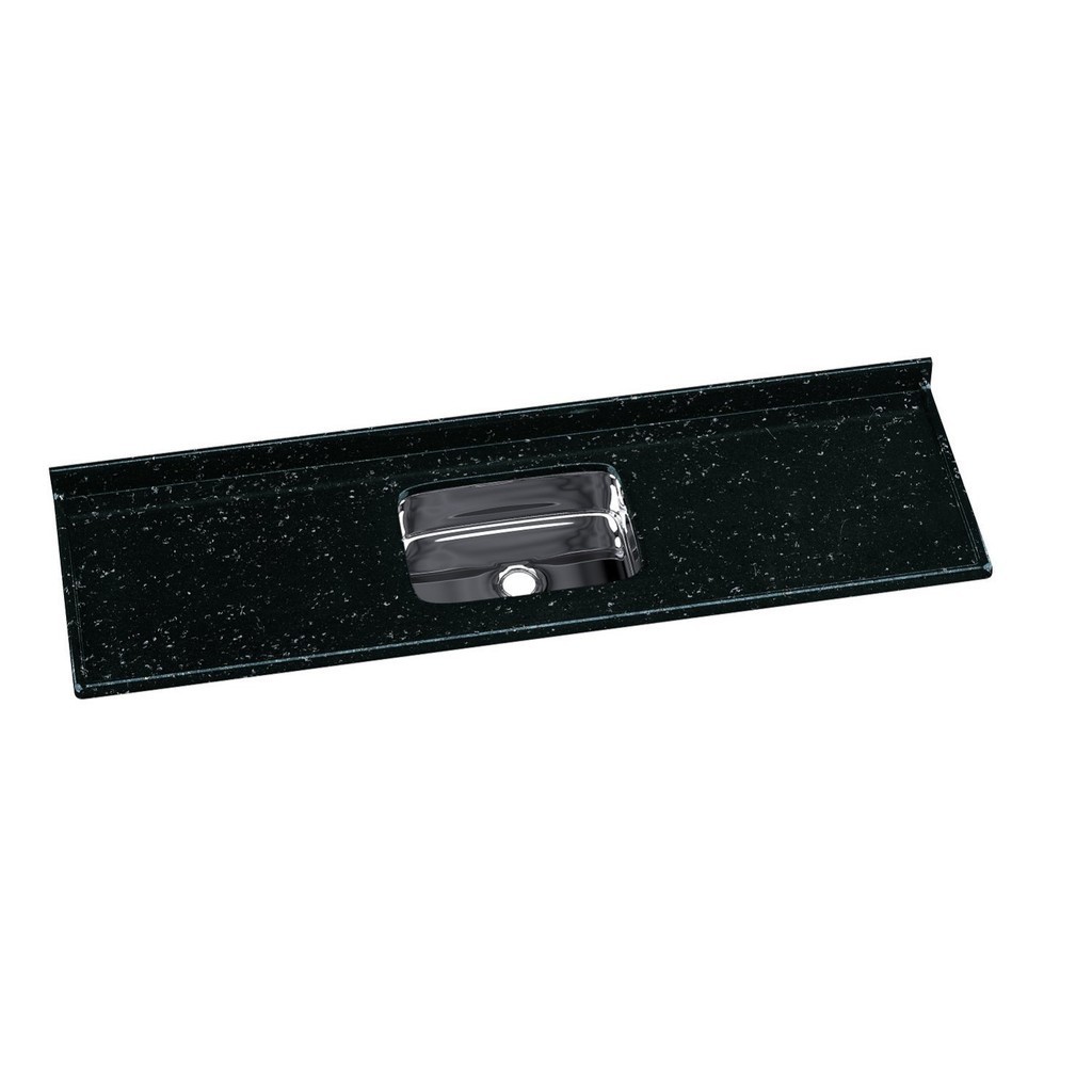 Pia Para Cozinha em Mármore Sintético com Cuba em Aço Inox 180cmx55cm  Preto