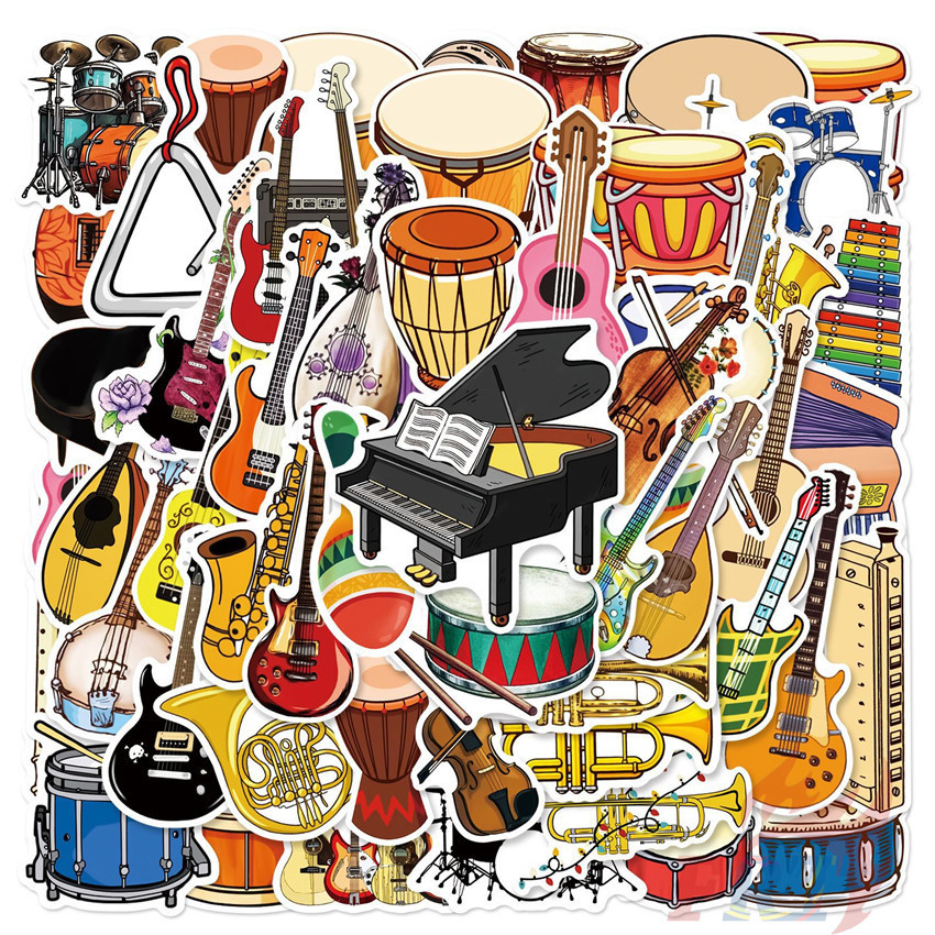 ♬ Instrumentos Musicais Série 01 Adesivos 50Pcs/Set Decalques À Prova D'água D'água Doodle Stickers