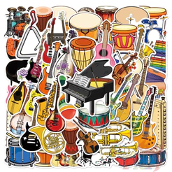♬ Instrumentos Musicais Série 01 Adesivos 50Pcs/Set Decalques À Prova D'água D'água Doodle Stickers