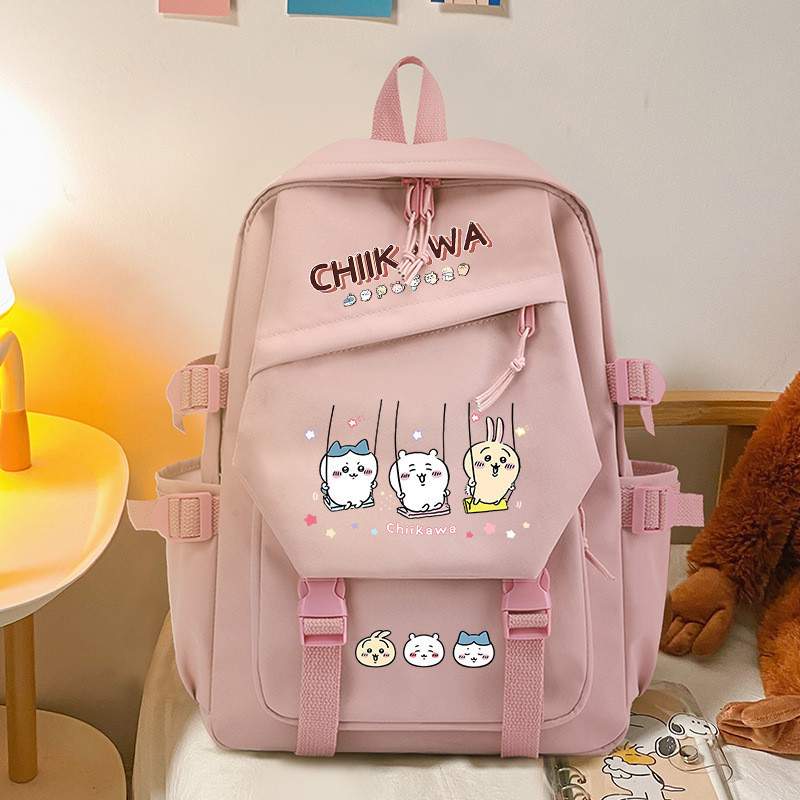 Chiikawa chiikawa Mochila escolar feminina de alto valor de grande capacidade à prova d'água Mochila resistente à sujeira Stu Middle School