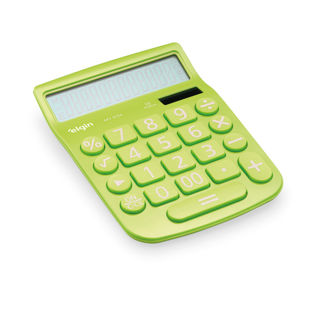 CALCULADORA MV 4136 VERDE VISOR 12 DIG. DISPLAY LCD ELGIN