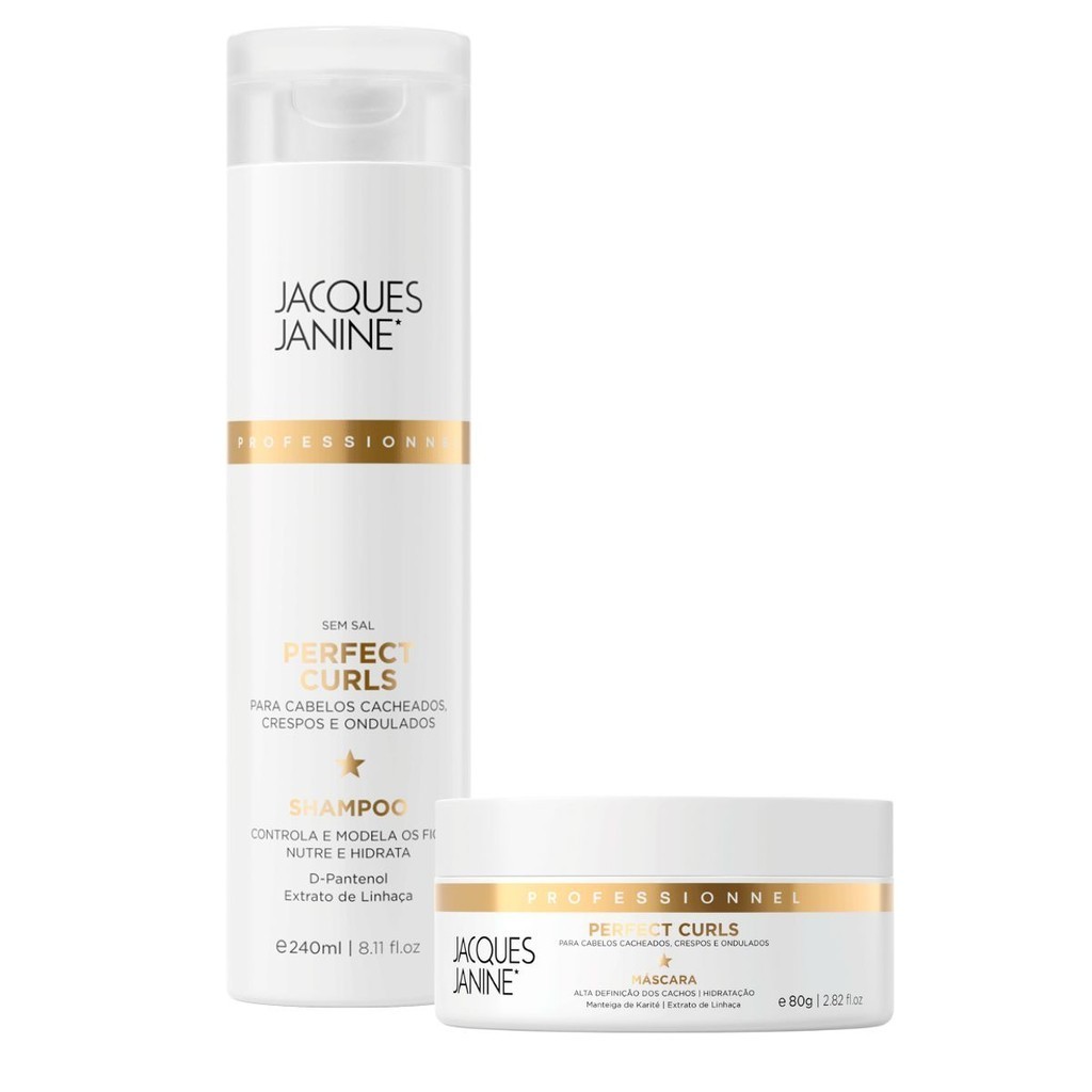 Kit Jacques Janine Power Perfect Curls Shampoo 240ml Máscara 80g em Oferta na Shopee