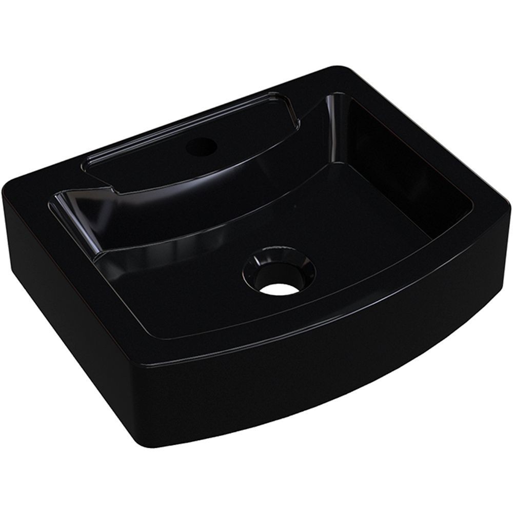 Cuba de Apoio Retangular C01 Para Banheiro RT41 Aria Preto Brilho - Lyam Decor - Home & Living
