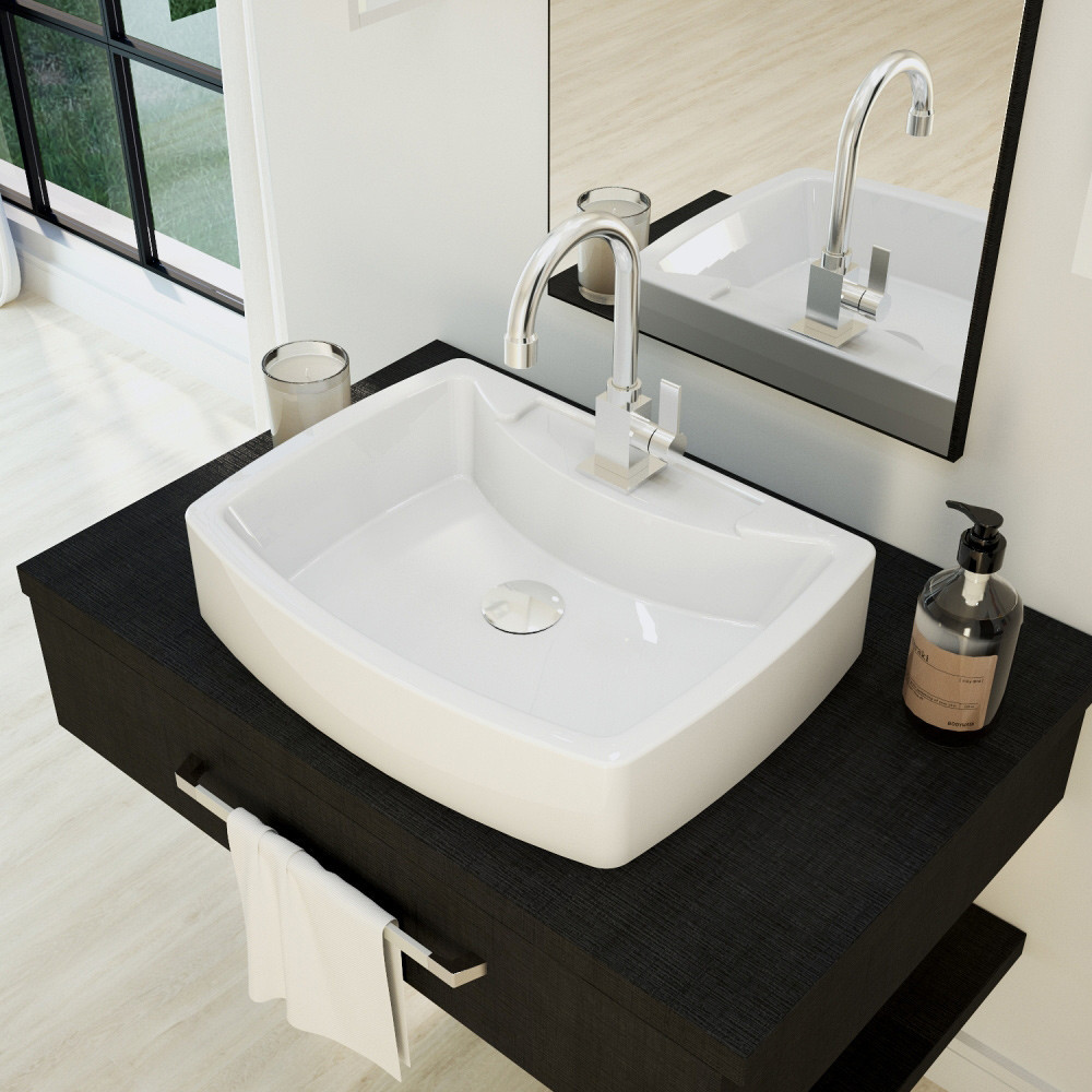 Cuba de Apoio Retangular Para Banheiro Lavabo C01 RT50 Branco - Lyam Decor