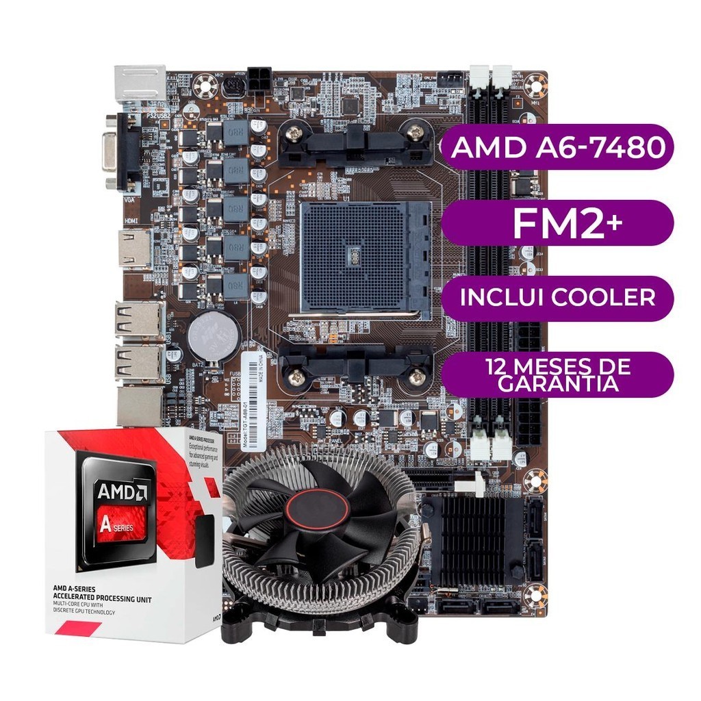 kit Upgrade AMD A6-7480 + Cooler + Placa Mae FM2