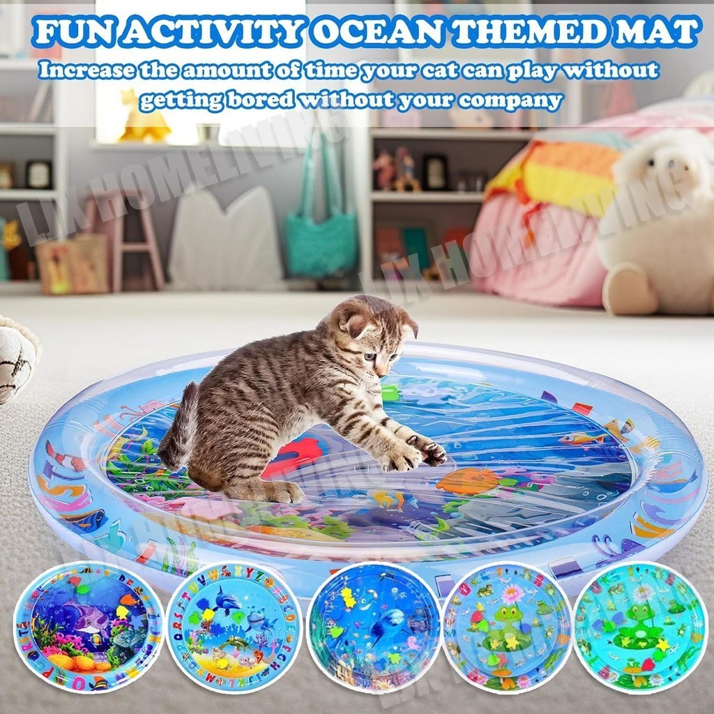 Esteira De Brincar Com Água Para Animais De Estimação Gatos Espessados Sensor De Interativa Calmante Cama Cães bunverbr