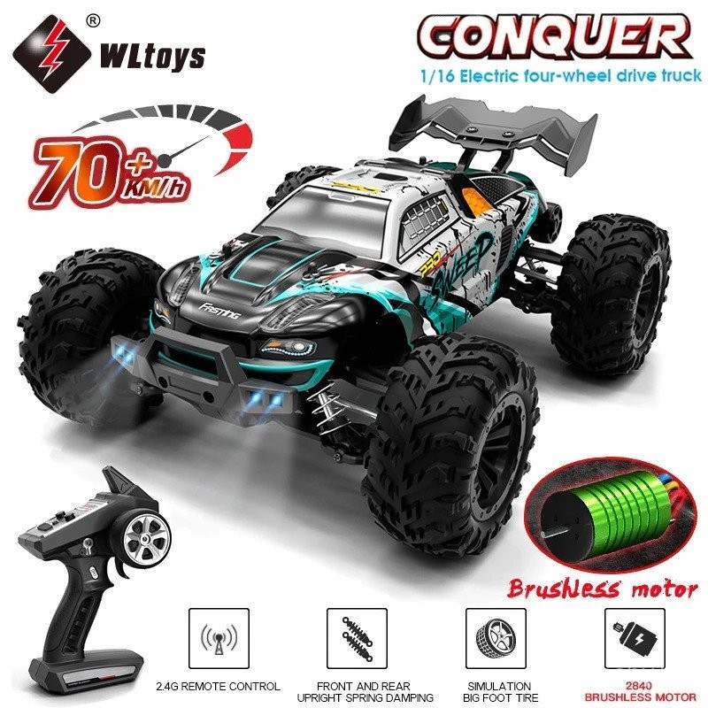 1:16 70 KM/H OU 50 KM/H 4WD RC Car Com LED Controle Remoto Carros de Alta Velocidade Drift Monster Truck para Crianças VS 144001 Brinquedos PQDW