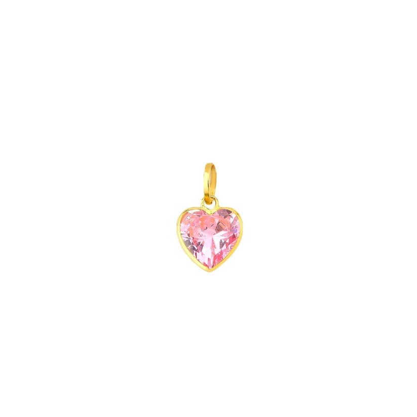 Pingente ouro 18k coração zircônia 6mm rosa em Oferta na Shopee