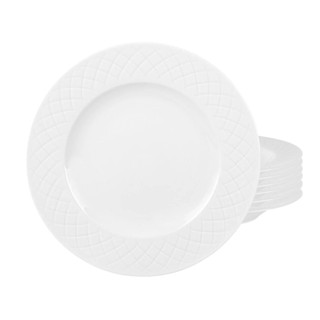Jogo de Pratos Sobremesa 21cm Kit 6 Peças Em Porcelana Ingrid Tramontina Branco em Oferta na Shopee