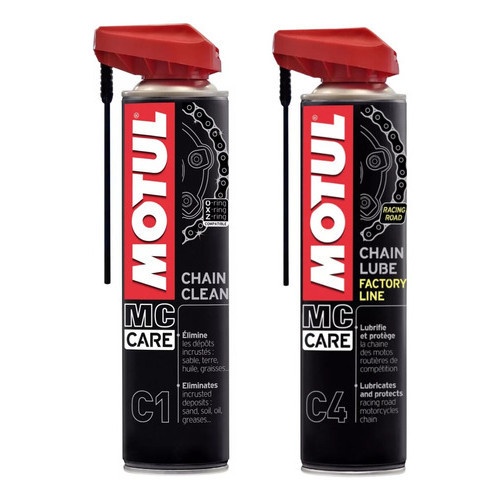 KIT MOTUL MC CARE C1 CHAIN CLEAN 400 ML + C4 CHAIN LUBE FACTORY LINE