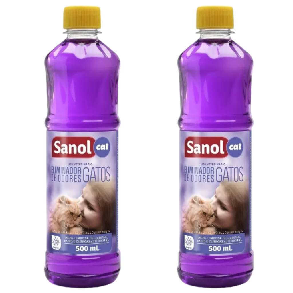 Kit 2 Eliminador de Odores Sanol Cat Frag Lavanda 500 Ml em Oferta na Shopee