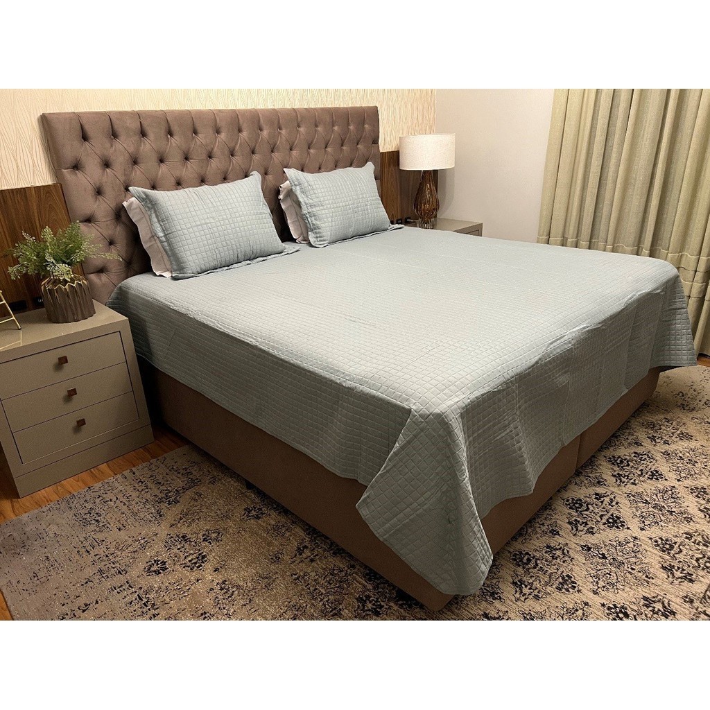 Kit Colcha Boutis Cobre leito Bett Design Solteiro 2 peças Percal de Microfibra Cores lisas