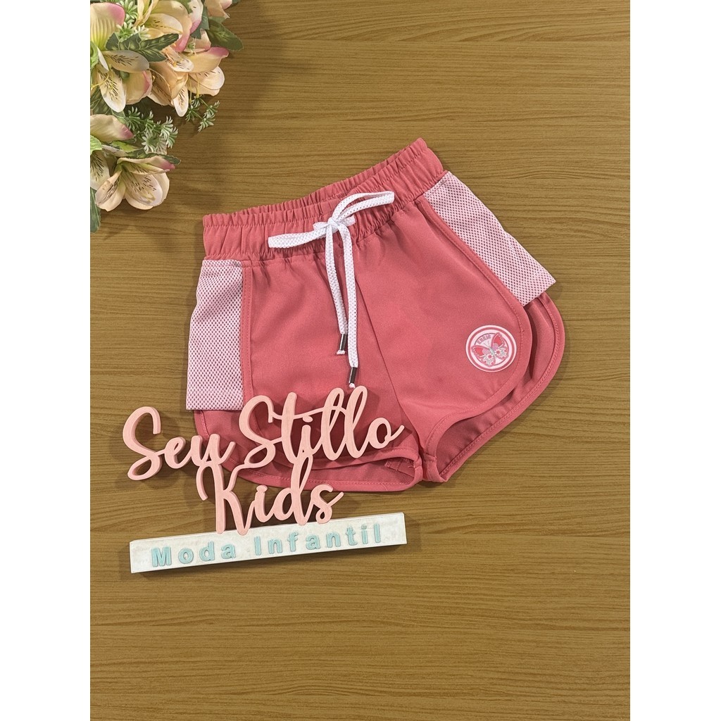 Shorts Infantil Kukie Verão Nylon Coral