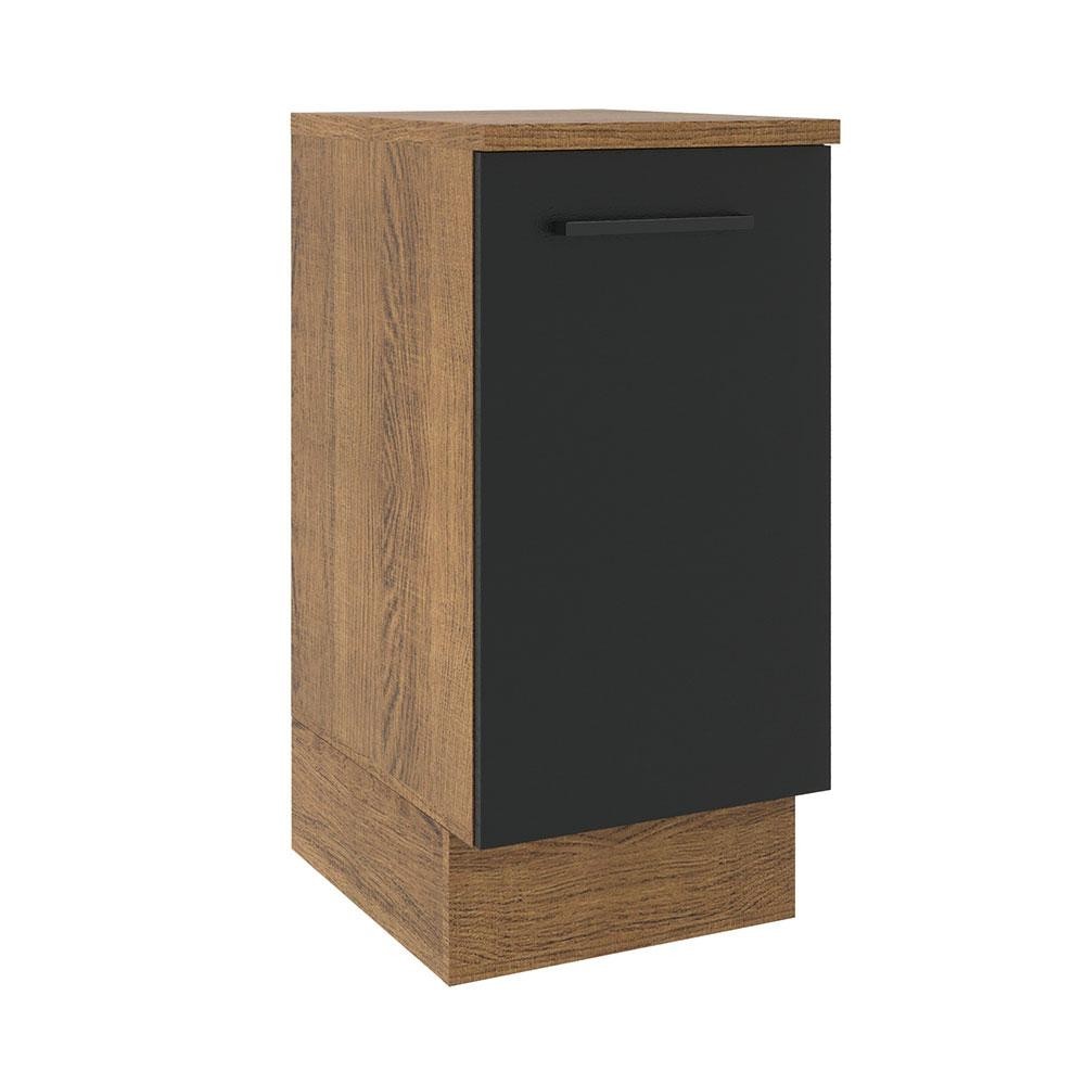 Balcão Armário de Cozinha 40 cm 1 Porta Rustic/Preto Agata Madesa - Home & Living