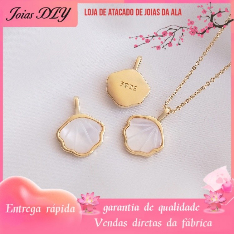 ????Joias DIY Acessórios????Pingente natural de vieira 14K folheado a ouro Colar em forma de concha Pingente de corrente de clavícula DIY artesanal [Colar Pérolas Pulseira Brincos]