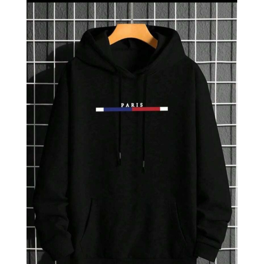 Moletom Canguru com Capuz Casaco Masculino estampa PARIS de algodão flanelado confortável e estiloso