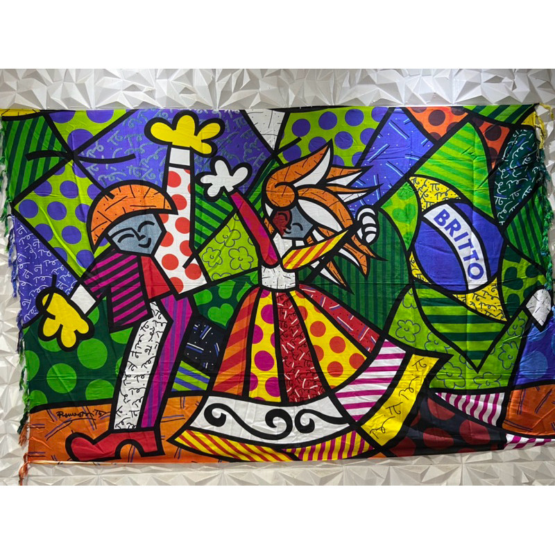 Canga de Praia Em Viscose Pintura Romero Britto