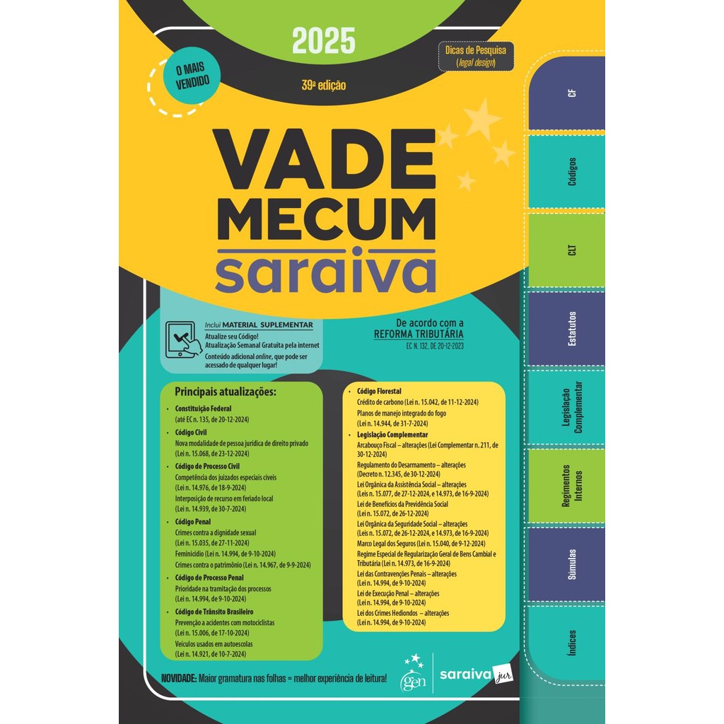 Vade Mecum Saraiva Tradicional - 39ª Edição 2025 - Books & Magazines