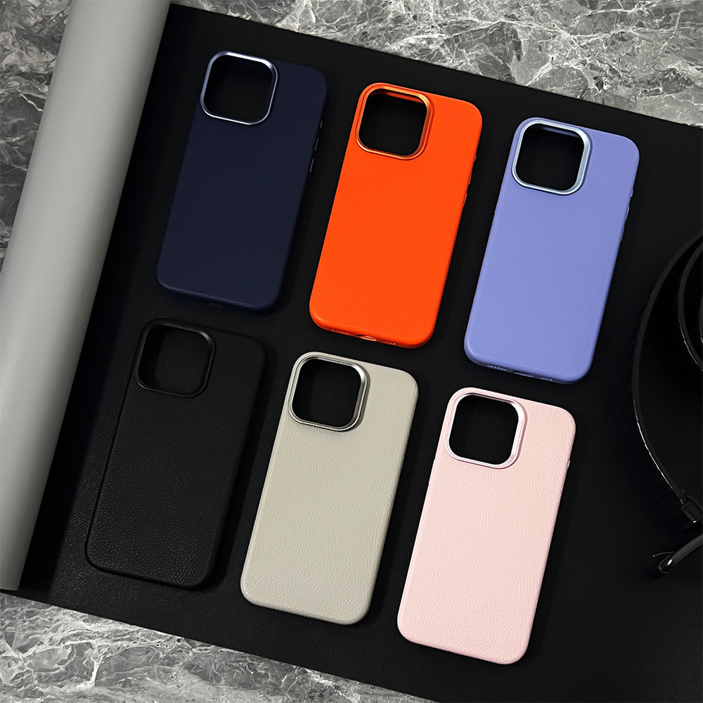 Capa De Telefone Móvel De Couro PU Com Padrão De Lichia Personalizada Para IPhon