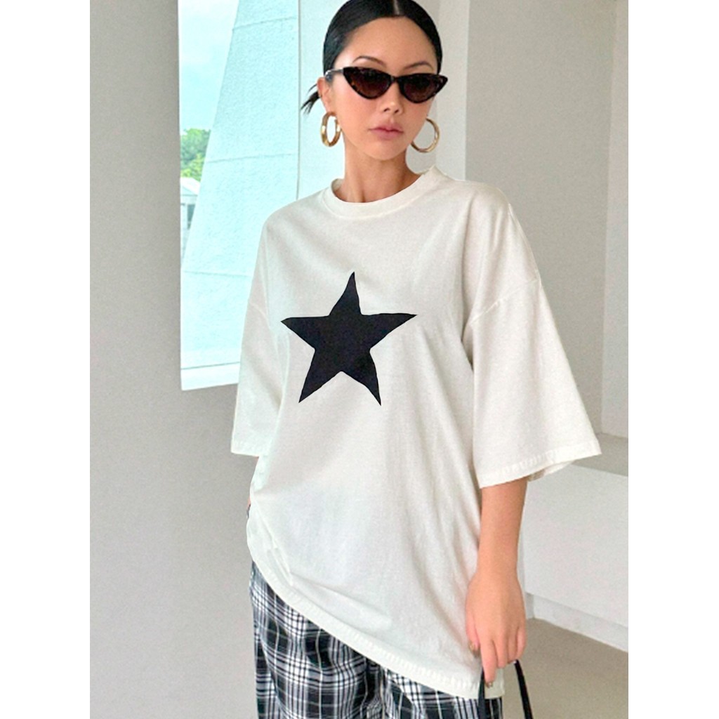 Camiseta Oversized Feminina Larga Blogueira Blusa Old School Aesthetic Personalizada Estampada