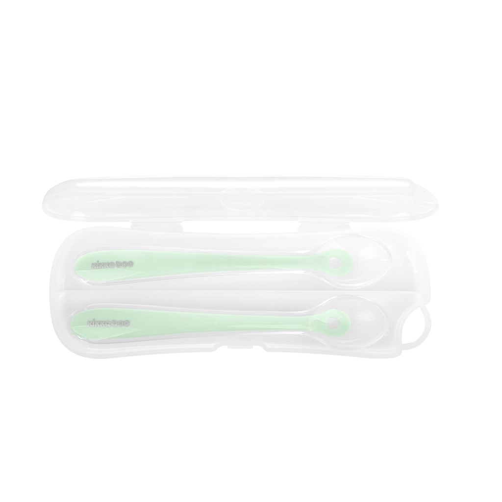 Colher de Silicone com Caixa 2pcs Mint KikkaBoo em Oferta na Shopee