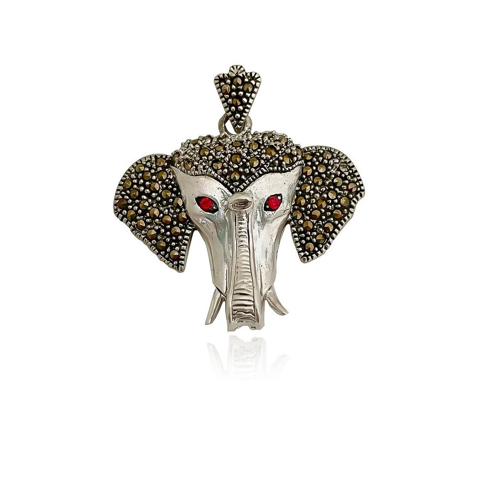 Pingente Elefante com Marcassitas Prata 925