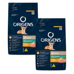 Kit 2 Ração para Cães Sênior Mini e Pequeno Porte Origens Premium Especial Sabor Frango e Cereais Integrais 1Kg