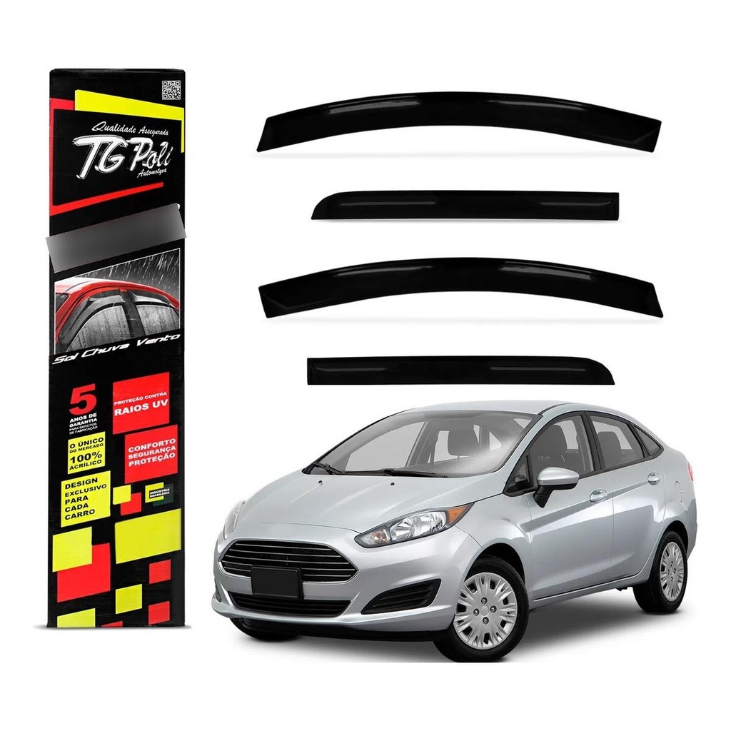 Calha de Chuva Ford New Fiesta Sedan 2011 a 2017 4 Portas TG Poli Defletor 4P Protetor Janelas Fumê em Oferta na Shopee