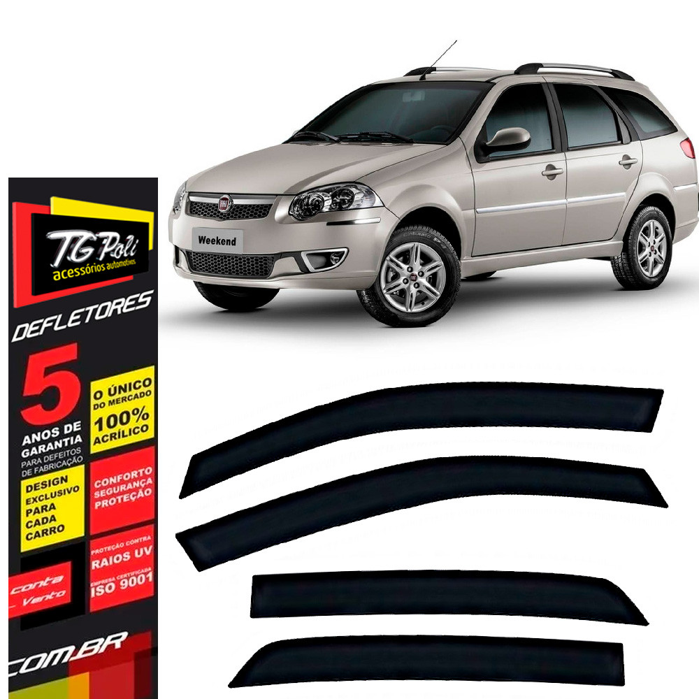 Calha de Chuva Fiat Palio Weekend 1996 a 2020 4 Portas TG Poli Defletor Portas Protetor Janelas em Oferta na Shopee