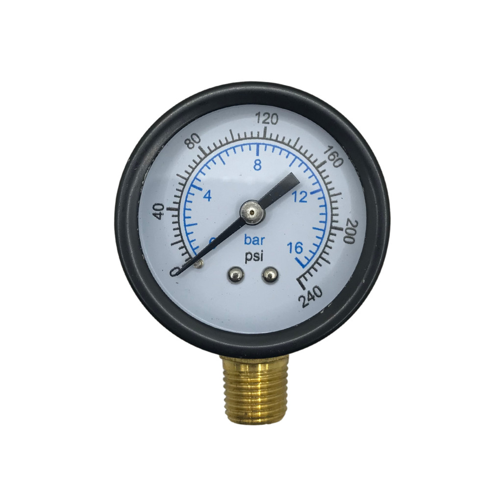 Manômetro Rosca Vertical 1/4 Escala 16 Bar 240 Psi Visor 50Mm Medidor de Pressão