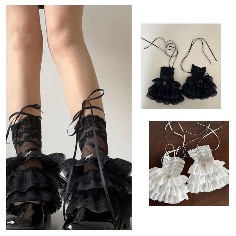 Estone Feminino Plissado Renda Perna Quente Queimado Bota Punhos Sobre A Panturrilha Meias Verão Malha Mangas 90s H