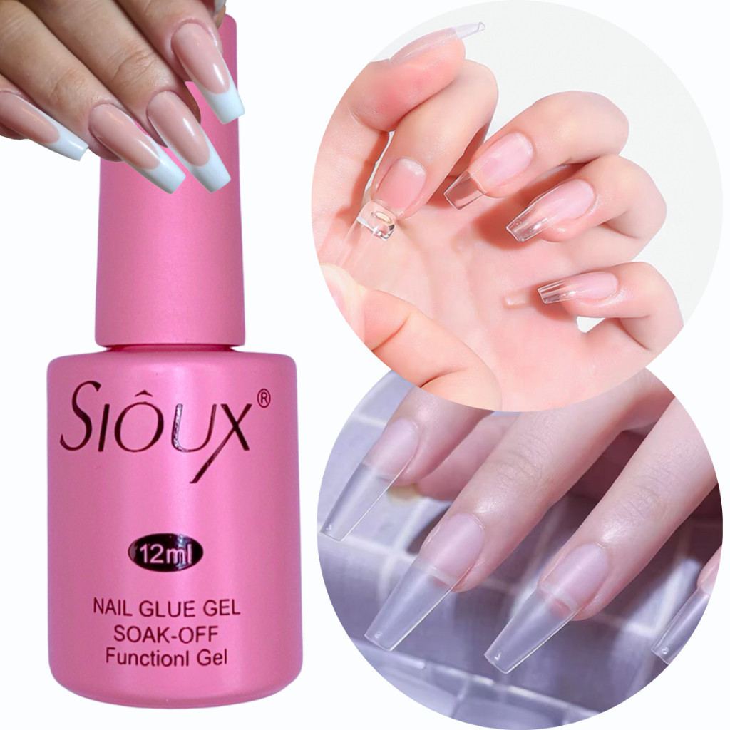Cola Unhas Postiças Em Gel Liquida UV/LED Sioux Gel Base Cola Softgel e Unha Postiça Cola Sioux 12ml