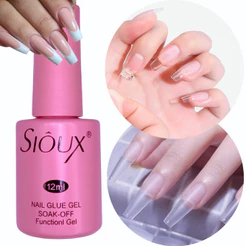 Cola Unhas Postiças Em Gel Liquida UV/LED Sioux Gel Base Cola Softgel e Unha Postiça Cola Sioux 12ml