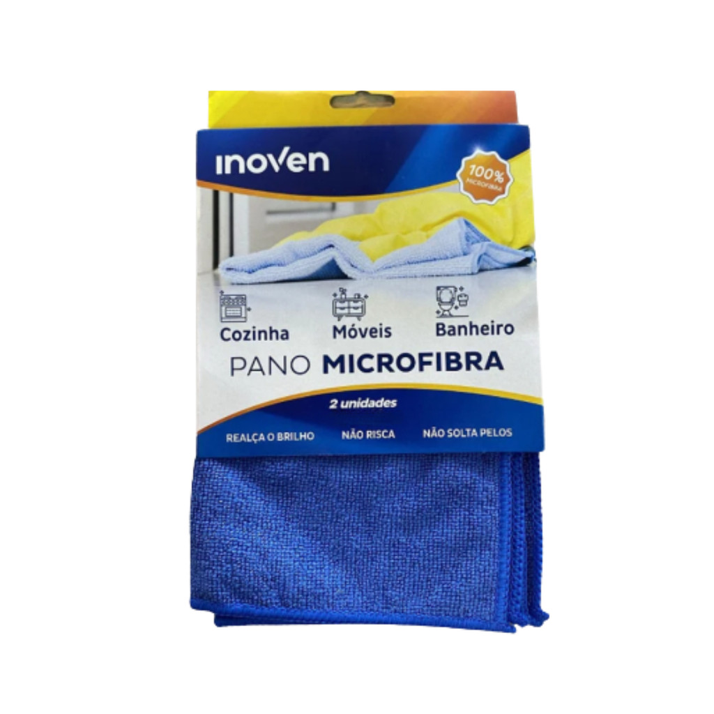 Pano de Microfibra 2 Unidades 40x60cm Azul Inoven