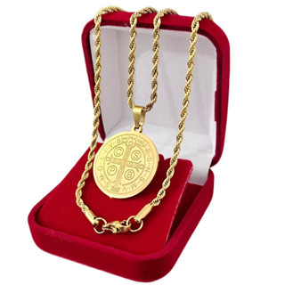 Medalha São Bento Duplaface  Proteção + Cordão Baiano Banhado A Ouro 45/60/70cm em Oferta na Shopee