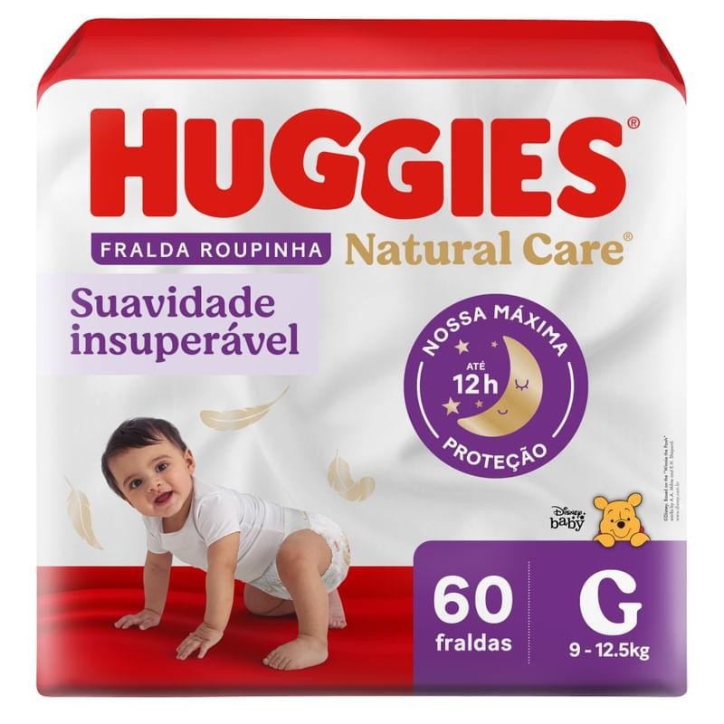 Fraldas Huggies Roupinha Natural Care G Embalagem Econômica 60 Unidades