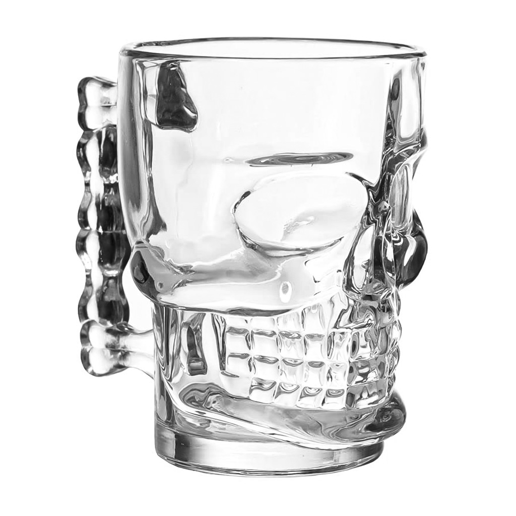 Caneca Transparente Para Bebida Festa Chopp Cerveja Vidro Reforçada De Caveira 370ML - Mimo Style