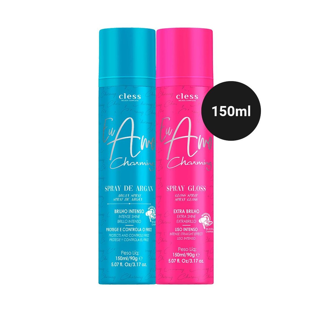 Kit Spray Argan + Spray Gloss Eu Amo Charming 150ml em Oferta na Shopee